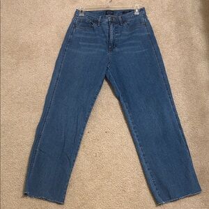 Ladies Scoop Stove Pipe Blue Jeans with Raw hem Sz4